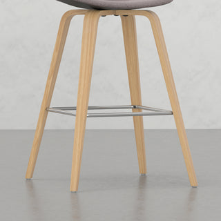 Sunvega Mid-Century Modern Bentwood Counter Bar Stool Set of Two with Mocha Fabric