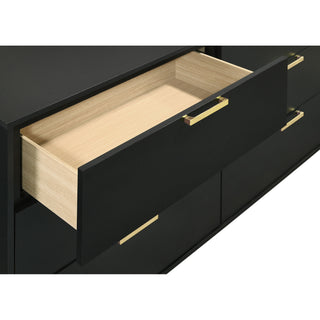 Sunvega Black and Gold 6-Drawer Dresser with Durable Metal Handle and Base