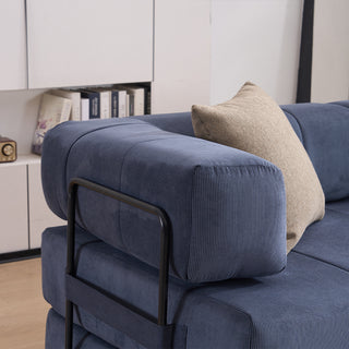 Sunvega High Quality Corduroy Folding Sofa Bed with 2 Pillows and Foam Spring Mattress