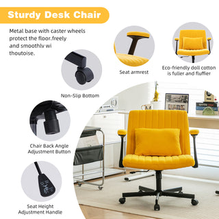 Sunvega Orange Criss Cross Armrest Office Chair with Wheels for Home Office