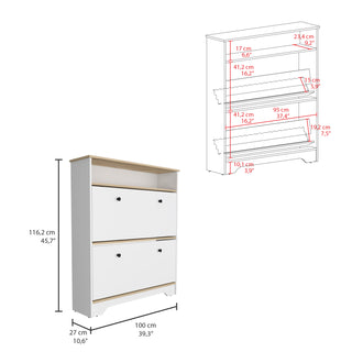 Sunvega Calgary Superior Top Shoe Rack with Two Upturned Drawers and Open Shelf