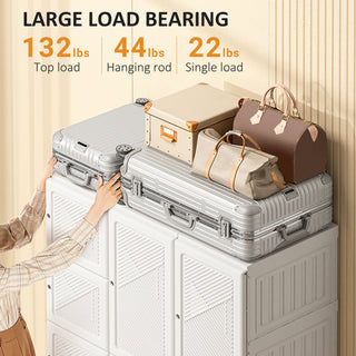 Sunvega Portable Wardrobe Closet with Magnet Doors, 11 Cube Compartments, and Hanging Rod