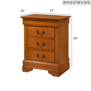 Sunvega Durable Solid Oak Nightstand with Three Spacious Drawers for Essentials