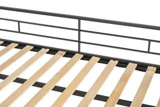 Sunvega Durable Metal Twin over Full Bunk Bed with Guardrails and Wooden Slats