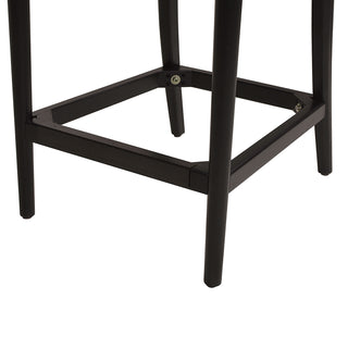 Sunvega Natural Oak and Cane Rattan Counter Stools with Black Boucle Upholstery