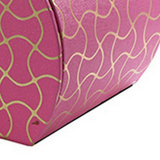 Sunvega Pink Leatherette Travel Jewelry Case with Wavy Textured Pattern and 2 Drawers