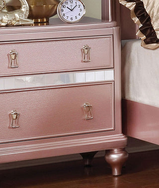Sunvega Glam Silver Finish Nightstand with Mirror Panels and Crystal Knobs