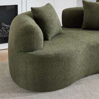 Sunvega Modern Curved Loveseat Sofa with Medium-Firm Cushion and Durable Teddy Fabric