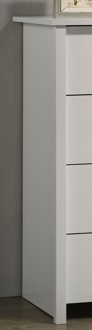 Sunvega White 4-Drawer Chest with Silver Metal Handles and Smooth-Gliding Tracks