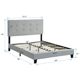 Sunvega Modern Upholstered King Size Platform Bed Frame with Button Tufted Headboard
