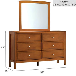 Sunvega Fully Assembled 6 Drawer Dresser with French Dovetail Wood Veneer Finish