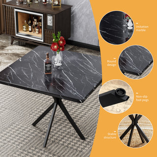 Sunvega Square Dining Table with MDF Top and Carbon Iron Legs for Kitchen Dining Room