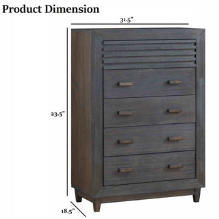 Sunvega Solid Hardwood Slat Design Chest with Mortise and Tenon Joinery in Charcoal Brown