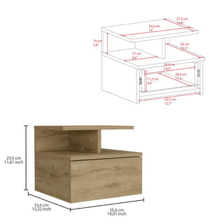 Sunvega Floating Nightstand with Large Drawer and Multiple Shelves for Storage or Decor