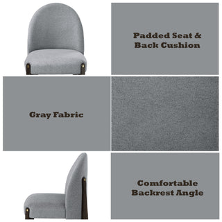 Sunvega Set of 2 Modern Dining Chairs with Gray Fabric Upholstery and Espresso Finish