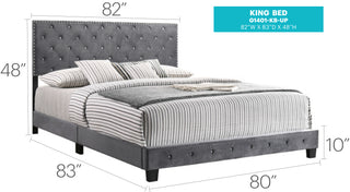 Sunvega Transitional Style Gray King Bed For Modern Living With Sturdy Materials