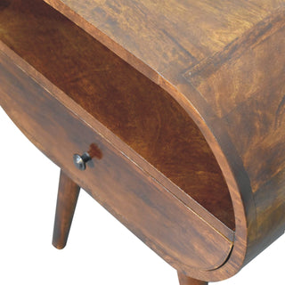 Sunvega Solid Mango Wood Bedside Table with One Drawer and Open Slot
