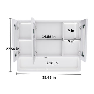 Sunvega Aluminium Medicine Cabinet Mirror with LED Light Defogging Function Cosmetic Storage Rack