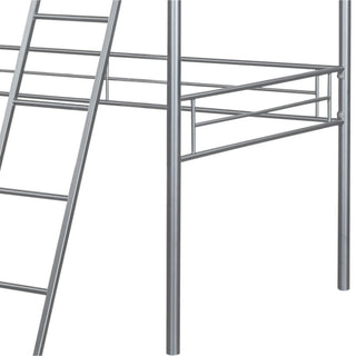 Sunvega Contemporary Silver Metal Twin Loft Bed with Open Area Underneath