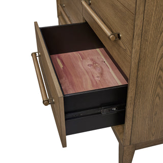 Sunvega Latte Elm Veneer Six Drawer Dresser with Cedar Lined Bottom