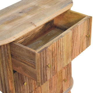 Sunvega Solid Mango Wood Nordic Chest with 3 Drawers and Brass Knobs