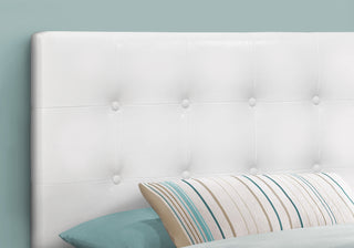 Sunvega White Leather Look Upholstered Twin Size Button Tufted Headboard for Bedroom