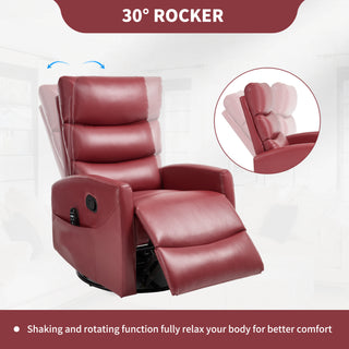 Sunvega Fabric Heat Massage Manual Recliner Chair with Rocker and Swivel for Living Room