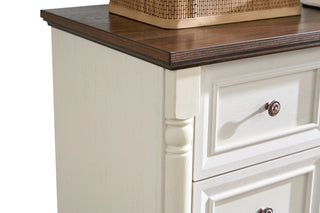 Sunvega 7-Drawer Solid Wood Dresser with Antique Two-Tone Wood Grain and Distressed Finish