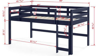 Sunvega Twin Loft Bed with Slats System and Right Facing Ladder in Espresso