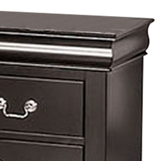 Sunvega Black Solid Wood Nightstand with Two Drawers and Nickel Handles