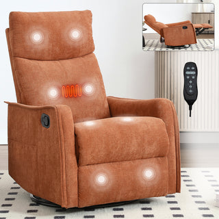 Sunvega Fabric Swivel Rocker Recliner Chair with Massage and Lumbar Heat for Living Room