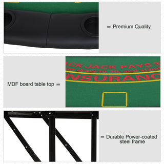 Sunvega Foldable Half-Shape Poker Table with 7 Cup Holders and Padded Rails