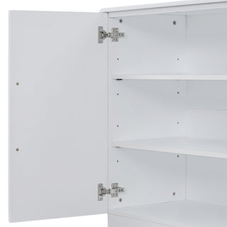 Sunvega Sideboard Buffet Cabinet with Adjustable Shelves and Silver Handles for Kitchen Dining Room