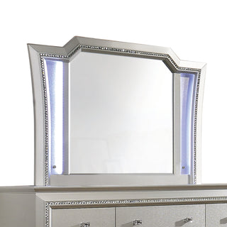 Sunvega Champagne Finish Nightstand with Crystal Accents and Felt-Lined Drawers