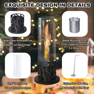 Sunvega Rectangle Tabletop Bio Ethanol Fireplace Burner Heater with Tempered Glass