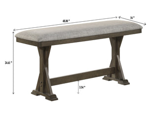 Sunvega Rustic Brown Upholstered Counter Height Dining Bench with Plush Seating