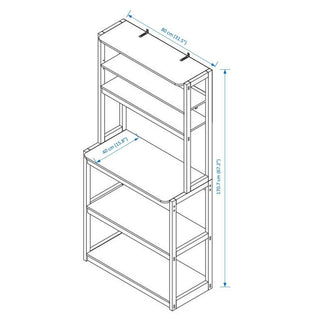 Sunvega 23.62" White and Rustic Brown 5-Tier Bakers Rack with Spacious Storage for Kitchen