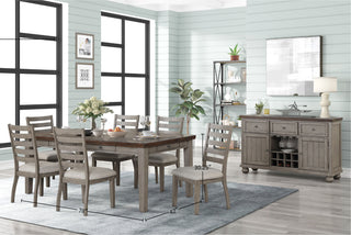 Sunvega Casual Rustic Two-Tone Finish Dining Table with Six Storage Drawers