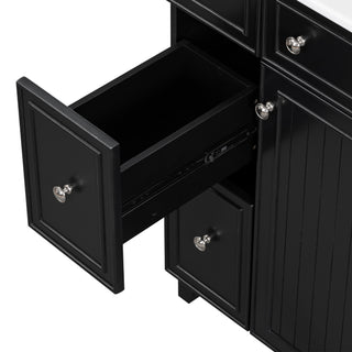Sunvega 24-Inch Bathroom Vanity Cabinet with Ceramic Sink and Storage