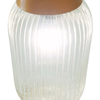 Sunvega Mid-Century Pendant Lamp with Bronze Metal Base and Clear Ribbed Glass Shades