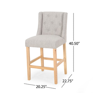 Sunvega Vienna Contemporary Wingback Counter Stools with Button Tufted Backrest and Nailhead Accents