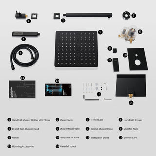 Sunvega High Pressure 10 Inch Rain and Handheld Shower System with Matte Black Finish