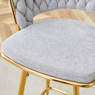 Sunvega 360 Swivel Bar Stools with Cotton Linen Cushions and Electroplated Metal Frame
