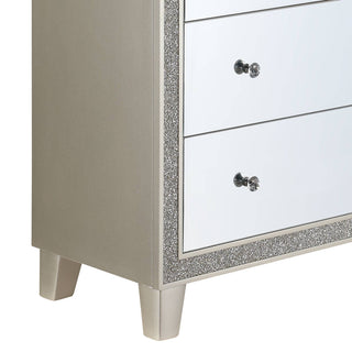 Sunvega Mirrored and Champagne Finish Nightstand with Two Spacious Storage Drawers