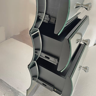 Sunvega Modern Handcraft Mirror Nightstand with 3 Drawers for Bedroom Silver