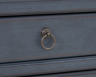 Sunvega 3-Drawer Nightstand with Corduroy Blue Finish and Antique Pewter Hardware