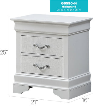 Sunvega Silver Champagne Nightstand with Two Spacious Drawers for Bedroom