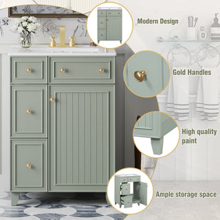 Sunvega 24-Inch Bathroom Vanity Cabinet with Ceramic Sink and Storage