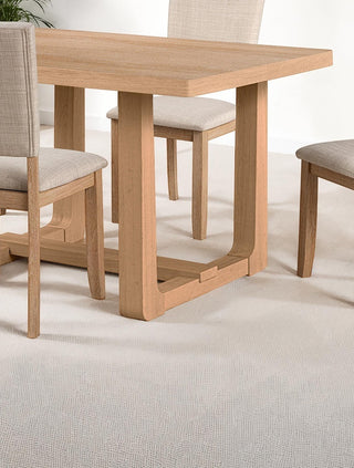 Sunvega Transitional Natural Tone Rubberwood Dining Table with Trestle Base