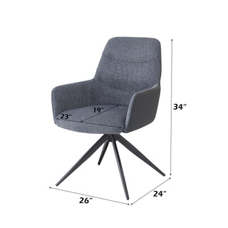 Sunvega Brown Chenille Swivel Side Chair with Padded Seat and Back Cushion